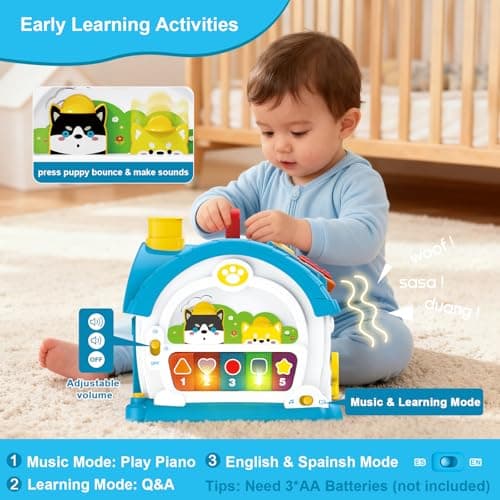DELUTIQUE Learning Toys for 1 Year Old Boy Gift, Muscial Toys for Toddler 1-3, Educational Toy Baby 12-18 Months with Mirror, Play Phone, 1st First Birthday for Grandkids - Thumbnail 3