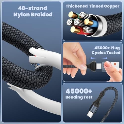 Firsting Travel Essentials,3 in 2 USB A/C Cable for Watch Charger/iPhone 17 Charger/IP Cable Designed for iWatch Chargers,Multi Charging Cable Compatible with iPhone 17-11/iWatch All Series 6FT 2PS - Thumbnail 4