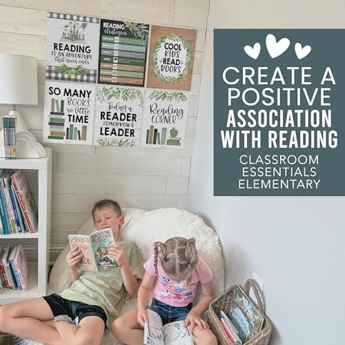 Hadley Designs Reading Posters for Classroom Elementary and Library Decor - 6 Reading Corner Decor for Classroom Decorations, Reading Strategies Library Posters, Farmhouse Bulletin Board Decorations - Thumbnail 6
