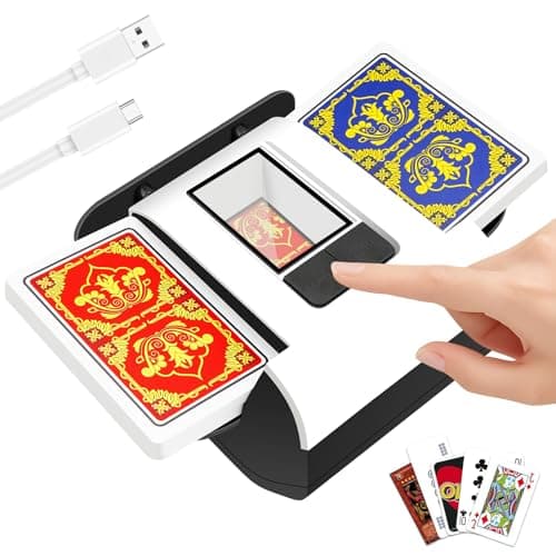 Xixter Automatic Card Shuffler for 2 Decks, Battery Powered Card Shuffler, Cards Shuffler Machine for Poker, Uno, Blackjack, Texas Hold'em, Skip-Bo, Home Card Games (White)