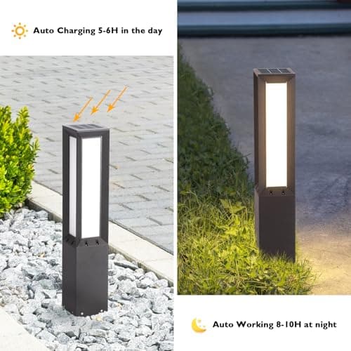 PAKEDANDUN 31.5" Outdoor Solar Lanterns Waterproof with IP65, 3000K Outdoor Floor Lamp, Large Floor Lamps with Remote Brightness & Timer Control, Outside Lantern Dusk to Dawn for Porch Patio Landscape - Thumbnail 5