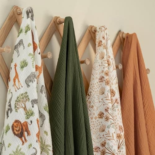 GLLQUEN BABY Muslin Swaddle Blankets,2-Pack Receiving Blankets for Newborn Boys and Girls,Baby Swaddle Blanket Unisex,Tropical Africa,Baby Essentials, Registry & Gift, 40 x 38 inches - Thumbnail 4