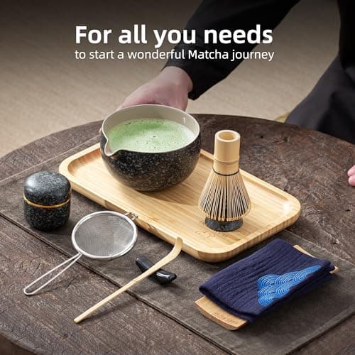 TEANAGOO Matcha Whisk Set, 10 Pcs Complete Set, Black, Matcha Kit with Tray, Bowl, Scoop, Sifter, Powder Jar, Gift for Matcha Lovers - Thumbnail 3