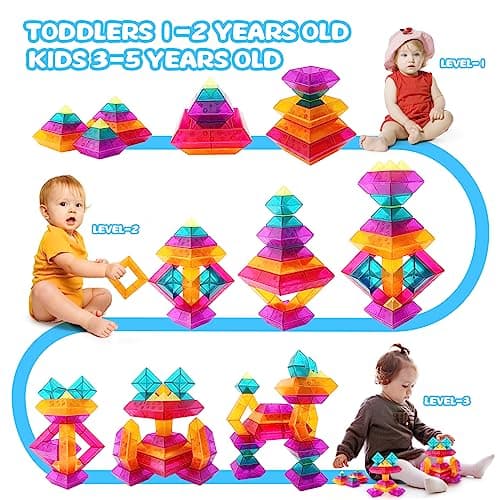 30-Piece Building Blocks Set for Kids - STEM Preschool Learning Activities Ages 3-6 Years Old, Light Table Compatible Educational Stacking Toys - Thumbnail 3