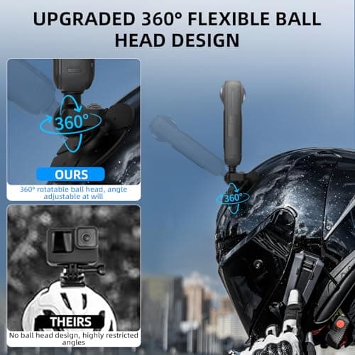 Flymile 2Pack Helmet Flexible Adhesive Mount for Insta360, 360° Adjustable Sticky Holder with Safety Buckle for GoPro, Insta 360 X5/X4/Ace Pro 2/GO 3S, for DJI Action 6 5 4 Motorcycle Ski Accessories - Thumbnail 2