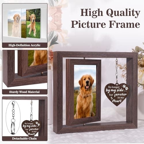 Boiveco Dog Memorial Gifts for Loss of Dog, Pet Memorial Gifts for Dogs Roating Wooden Picture Frame, Loss of Dogs Sympathy Gift Bereavement Remembrance Condolence Photo Frame, Display Two 4x6 Photos - Thumbnail 6