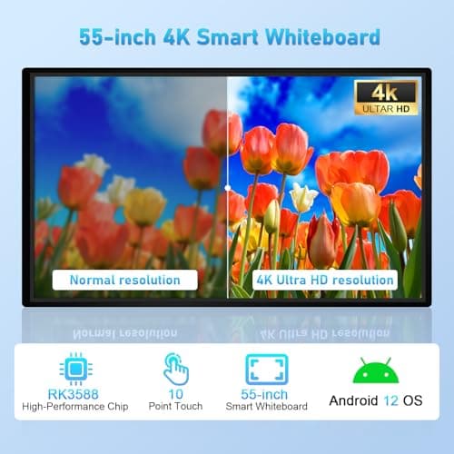 JYXOIHUB Smart Board, 55 Inch Digital Electronic Whiteboard and Smartboard for Classroom, Screen Mirroring for Live Streaming Capacitive Touchscreen, Displays and Player for Advertisin (Board Only) - Thumbnail 2