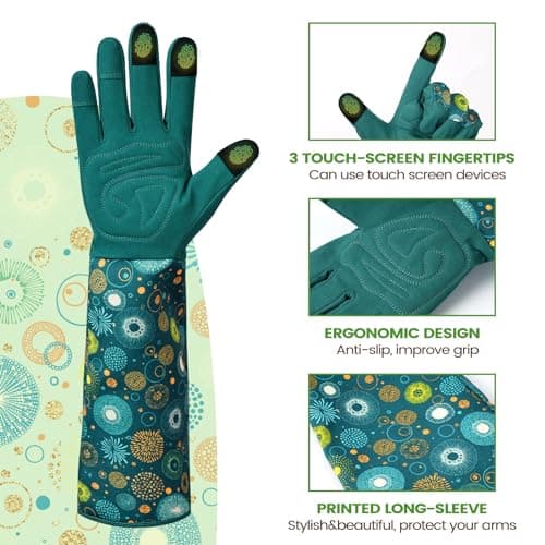 Ymomode Garden Gloves for Women - Long Sleeve Garden Gloves Ladies Light Protective Gloves for Yard & Outdoor Work - Thumbnail 4