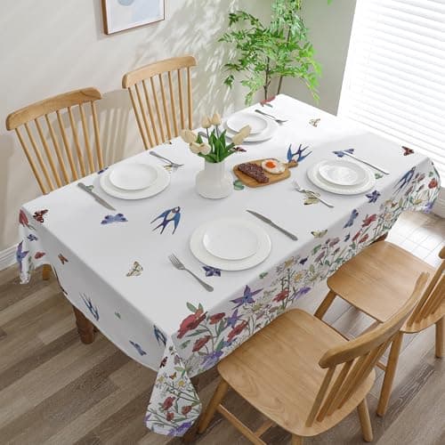 cusugbaso Floral Lemon Spring Tablecloth 52x70 Inches, Oblong Tablecloths Spring Decorations for Home, Floral Farmhouse Table Cloth Rectangle for Party, Home - Thumbnail 3