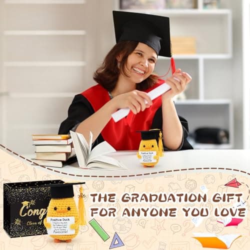 IrichBa Graduation Gifts Set Class of 2026 - Inspirational Positive Duck with Cap and Greeting Card – Handmade Emotional Support Funny Pickle for Her Girls Him Boys High School College - Thumbnail 4