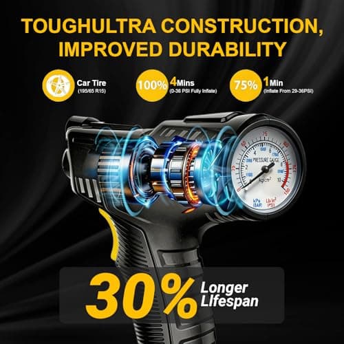 LONLEEYU Portable Air Compressor, 12V DC Tire Inflator - Thumbnail 3