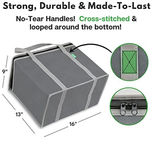 XL Insulated Reusable Grocery Bags (2-Pack) - Premium Quality Cooler Bags with Hard Bottom Insert - Stands Upright, Machine Washable, Sturdy Zipper - Insulated Bag for Warm or Cold Food Delivery Bag - Thumbnail 5