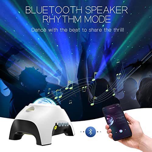 Northern Galaxy Light Aurora Projector with 33 Light Effects, Night Lights LED Star Projector for Bedroom Nebula Lamp, Remote Control, White Noises, Bluetooth Speaker for Parties(White) - Thumbnail 4