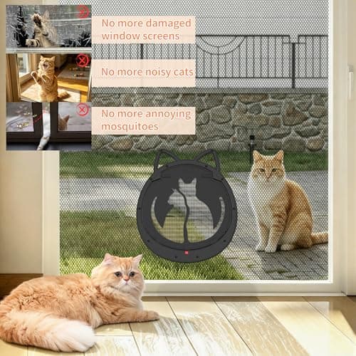 HIDROSIL Cat Door for Screen Door, Inside Openning 10x10x0.5 inch, Patent Desigh Pet Screen Door with Lockable Magnetic Flap for Doggy and Cat Door, Suitable 0-18lb Cats and Small Dogs, Black - Thumbnail 5