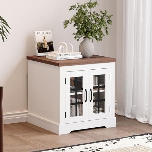 Buffet Cabinet with Storage, Sideboard Buffet with Glass Doors, Built-in Power Outlet, Elegant Walnut Top Plate, for Kitchen, Coffee Bar, Pantry, Living Room - Thumbnail 6