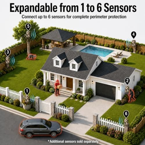 Camping Radar Security Alarm,Wireless Perimeter Alarm,Rechargeable Motion Sensor Trip Alarm,1/2 Mile Range,Waterproof System for Outdoor Security&Survival Gear-Updated Version(Desert Camo) - Thumbnail 6