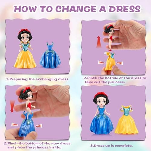 Bicakza Princess Toy for Girls - 12 Princesses with 24 Pieces of Clothing Princess Transformable Toys Perfect Decorative Idea for Fun Play, Party Favors, Classroom Prizes,Easter Gift - Thumbnail 4