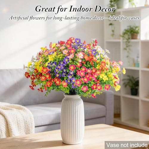 Trepcrow Artificial Flowers for Outdoor, UV Resistant Realistic Fake Wild Flowers No Fade – Faux Decoration for Outside Planter Beds, Window Box, Hanging Baskets, Garden Pots, Porch, Vase (18 Bundles - Thumbnail 5