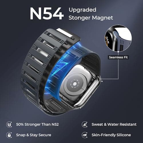 EVIE BAND Magnetic Watch band Compatible with Apple Watch for Men Women 44mm 45mm 46mm 49mm 42mm 41mm 40mm 38mm, Silicone Sport Strong Strap for iWatch Series 11 Ultra 3 Ultra 2 Se 10 9 8 7 6 5 4 1 - Thumbnail 3