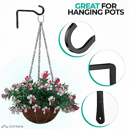 2 Pcs Wall Plant Hanger 6 inch – Indoor Hook easy Installation for Hanging Lanterns, Flower Baskets, Planters & Outdoor Decor - Durable Metal Alloy Plant Wall Hooks, Anti-Corrosion & Elegant Design - Thumbnail 3