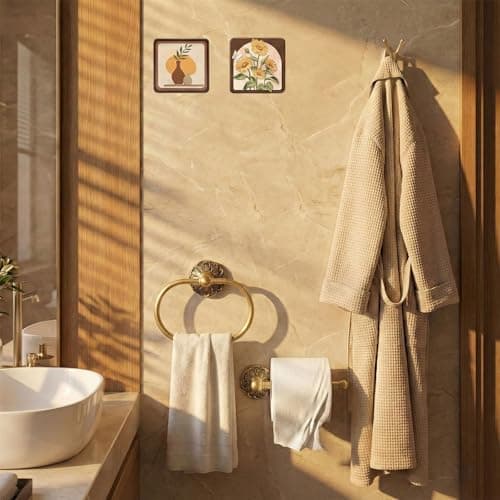 Antique Brass Toilet Paper Holder with Vintage Petal Base, Hand-Aged Solid Brass Design for Bathroom Renovation or Rustic, Classic & Farmhouse Styles, Enhances Overall Decor Quality and Warmth - Thumbnail 4