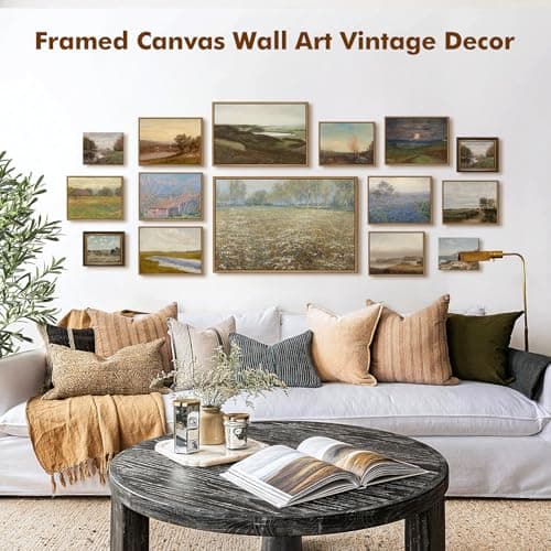 DAJONART Framed Wall Art for Office Living Room Bathroom, Vintage Sunset Landscape Canvas Prints Steampunk Urban Decor, Antique Framed Christmas Wall Decor for Farmhouse Rustic Home, 12"x16" - Thumbnail 4