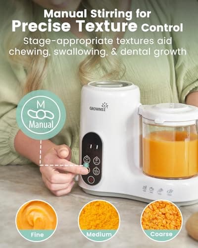 Grownsy Baby Food Maker with Steam Basket, One Step Baby Food Processor Steamer Puree Blender Grinder Mills Machine, Auto Cooking Grinding and Sterili-zing for Healthy Homemade Baby Food, White - Thumbnail 6