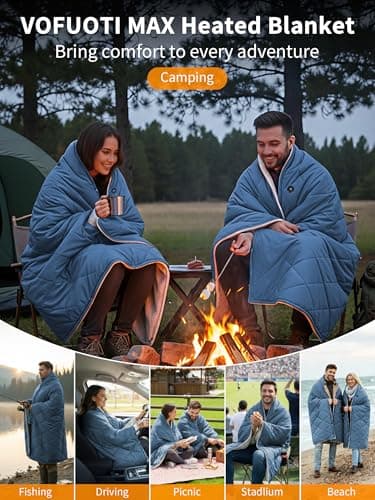 Heated Blanket Battery Operated,12V Heated Shawl Throw Blanket,Cordless heating pad with 15000 battery,Wearable Heated Blanket,Sherpa Lining,3 Heating Set for Car,Camping,Backpacking,Hiking,Travel - Thumbnail 6