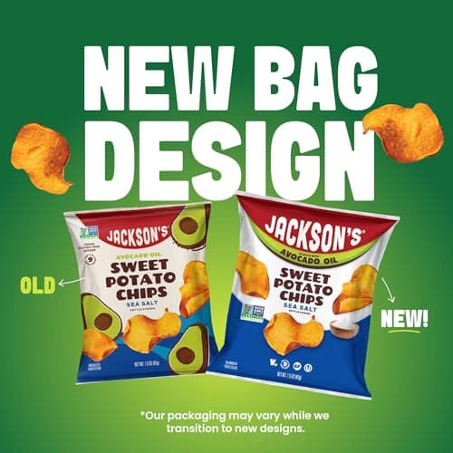 Jackson’s Sweet Potato Kettle Chips with Sea Salt made with Premium Avocado Oil (1.5 Ounce, Pack of 18) - Allergen-friendly, Gluten Free, Peanut Free, Vegan, Paleo Friendly - Shark Tank Product - Thumbnail 5