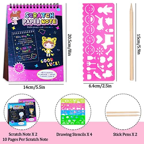 JUNQIU Scratch Paper Art for Kids, 2 Pack Bulk Rainbow Scratch Paper Crafts Toys for 3 4 5 6 7 8 9 10 Years Old Girls Kids Birthday Gifts - Thumbnail 6