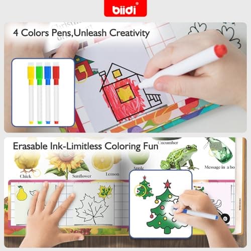 biidi Interactive Talking Activity Book,English Word Sound Book for Kid Age 3+ Year Old,Sensory Autism Toy,Educational Learning Travel Toys for Boys Girls Gift,with Drawing Zone,4 Color Pens,600+Sound - Thumbnail 6