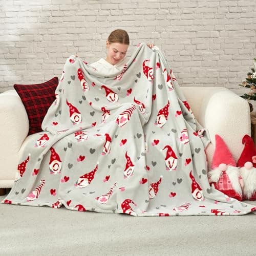 Cozy Bliss Premium Gnome Love Heart MilkyPlush Throw Blanket, Soft Cozy Print Fleece Blanket for Couch, Home Décor, Easter and Mothers Gift, 290GSM, Gnome Love, 50"x60" - Image 1