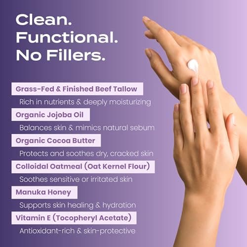 Body Restore Whipped Beef Tallow Balm – Fathers Day Gift for Dad from Daughter Son Wife, Grass Fed Face & Body Moisturizer, Birthday Gifts for Men, Self Care Spa Gifts – Lavender - Thumbnail 5