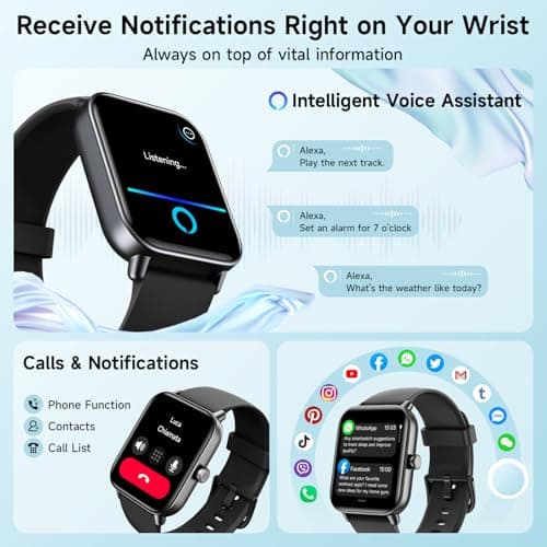 Smart Watches for Men Women, Alexa Built-in, 1.8" Smartwatch with Heart Rate/SpO2/Sleep/Stress, IP68 Waterproof Fitness Tracker with Bluetooth Call (Answer/Make), 101+ Sports Modes, for Android iPhone - Thumbnail 2