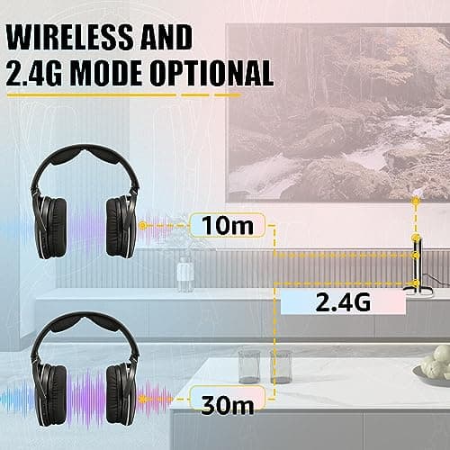 Retekess TA007 Wireless Headphones, TV Headphones Wireless for Seniors with Transmitter Charging Dock, No Audio Delay, Compatible with All TVs - Thumbnail 4