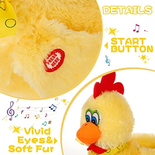 dgdgcool Easter Toys Egg Laying Chicken Toy Electric Chicken Stuffed Animal Dancing Stuffed Plush Toy with Music - Thumbnail 5