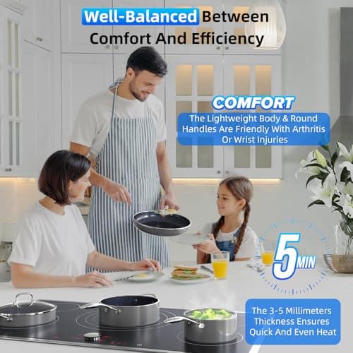 Deluxe DUXANO 14PC Healthy Pots and Pan With 9H Anti-scratch Coating, 2-Layer Non-Stick Ceramic&PFAS Free, Sensitively&Evenly Induction Cooking, Enhanced Flavor with Infrared Cookware, Dishwasher Safe - Thumbnail 2