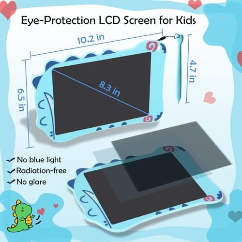LCD Writing Tablet Dinosaur Toys for Boys Kids, Colorful Toddler Blue Toys Drawing Board, Educational Children Toy, Doodle Pad for 3 4 5 6 7 8 Year Old Boy Kid Birthday Party Christmas Gifts,8.5inch - Thumbnail 3