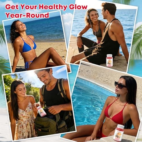 Tanning Gummies Supplement for Women Men: Daily Bronzing Tanning Gummies with Astaxanthin Beta-Carotene L-Tyrosine Lycopene, Melanin Supplement for Natural Glow Healthy Skin Sun Sensitivity Vegan 60CT - Thumbnail 4