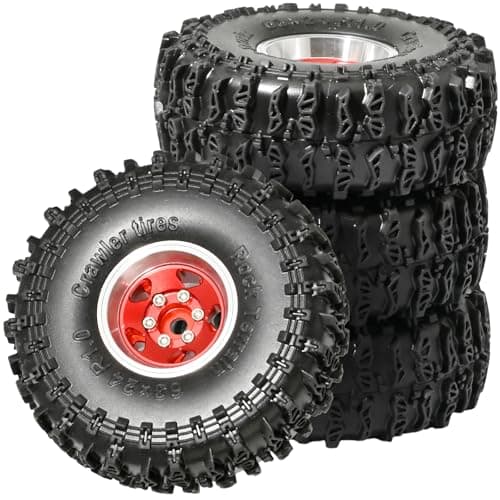 RcThjia 1.0 Beadlock Wheel Soft Tire Set RC Upgrade Part for Traxxas 1/18 TRX4M 1/24 RC Crawlers car Axial SCX24 FMS FCX24 Gladiator Bronco C10 JLU Deadbolt B17 Upgrade.(4Pcs/Set) - Thumbnail 6
