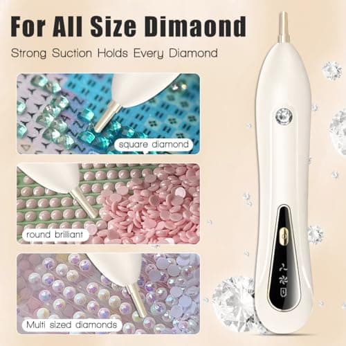 Ohotecy Electric Diamond Painting Pen with Adjustable Suction, Cordless Rechargeable Vacuum Rhinestone & Crystal Picker Tool for Round, Square & AB Drills, Low Noise Pro Diamond Art Accessories - Thumbnail 5