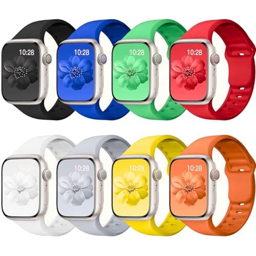8 Pack Sport Bands Compatible with Apple Watch Bands 40mm 38mm 41mm 42mm 44mm 45mm 49mm 46mm for Women Men,Silicone Waterproof Strap for iWatch Apple Watch Series11 10 9 Ultra 8 7 6 5 4 3 2 1 SE - Image 1