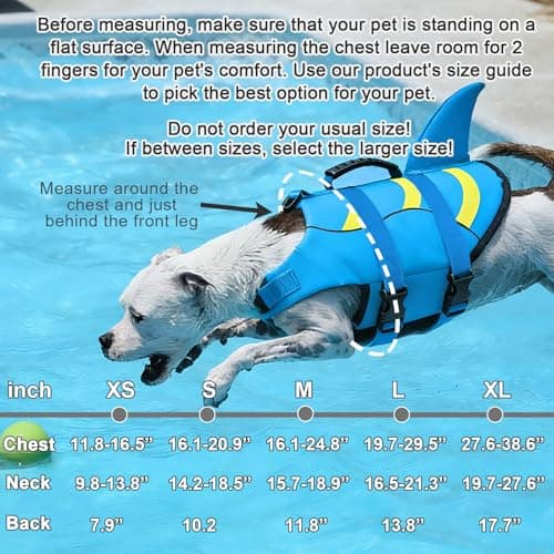Fragralley Shark Dog Life Jacket, Adjustable Dog Life Vest with Shark Fin, Suit for Small Medium Large Dog Life Vest for Swimming and Boating - Thumbnail 2