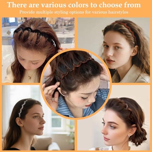 HJKLIUT 5Pcs U Shape Fashion Tooth Hair Comb Headband, High Cranium Head Bands for Women's Hair, Wavy Teeth Hairs Hoop, Vintage High Cranium Hairband for Women (5Pcs Mix, One Size) - Thumbnail 2