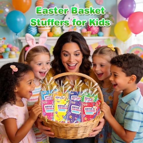 FEREDO KIDS Easter Coloring Books Party Favors for Kids - 24 Pack Mini Water Coloring Books Paint Sets for Kids, Goodie Bags Stuffers Students Classroom Gifts Bulk, Easter Basket Stuffers Bulk - Thumbnail 3