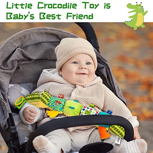 Jollybaby Baby Toys, Tummy Time Baby Toys 6-12 Month with Rattles, Crinkle, Newborn Musical Toy for Infant 0 3 6 9 12 Months Boys & Girls-Alligator - Thumbnail 5