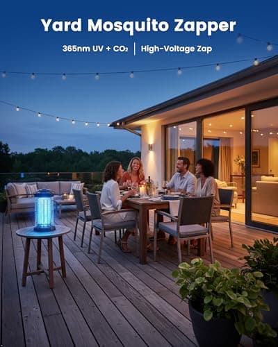 ZammingZap Outdoor Bug Zapper, IPX5 Mosquito Zapper with Dual Lure 365nm Light & 36℃ Body Heat CO2 Mimic, 4200V Smart High Voltage Insect Trap for Patio Backyard Garden - Thumbnail 5