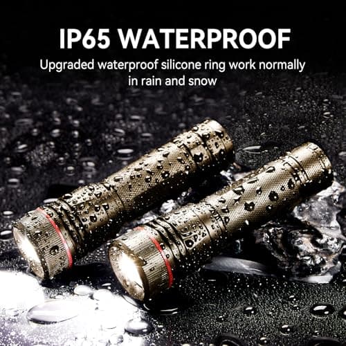 WdtPro Rechargeable Flashlights High Lumens, 2 Pack 10H Long Lasting Super Bright EDC Flashlight, LED Mini Tactical Flash Lights for Camping Emergency, Drop & Water Resistant Brown(Battery Included) - Thumbnail 5