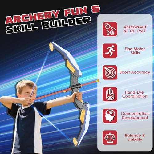 Kids Bow and Arrow Set LED Light Up Archery Set with 10 Suction Cup Arrows, 2 Archery Targets Indoor Outdoor Games for Kids Ages 4-8 8-12 Birthday Gifts Toys for 5 6 7 8 9 10 11 12 Year Old Boys Girls - Thumbnail 4