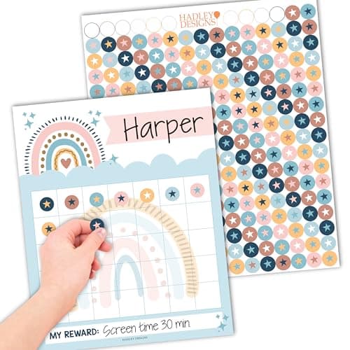 Sticker Chart for Kids Behavior at Home & Classroom - 25 Reward Chart for Kids Incentives, Gold Star Sticker Sheets, Boho Incentive Charts for Classroom Must Haves - Image 1